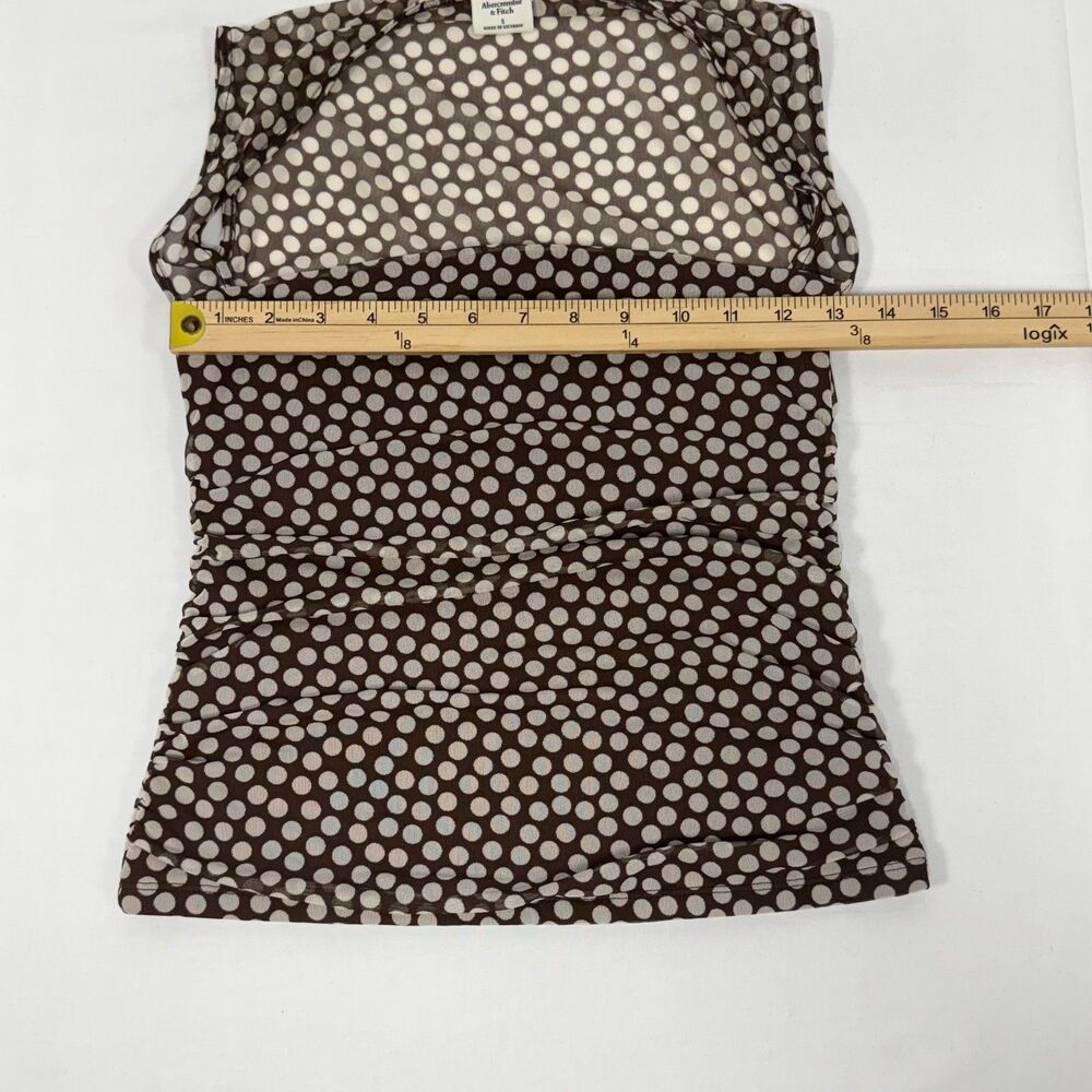 Abercrombie & Fitch Brown Polka Dot Sheer Mesh Tank Top Size S Small - Picture 3 of 8